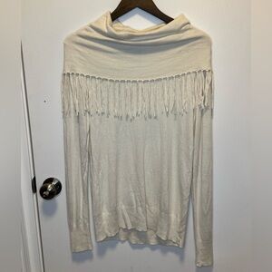 Chelsea & Theodore Women’s Cream Knit Top with Black Label Cozy Soft Size Large